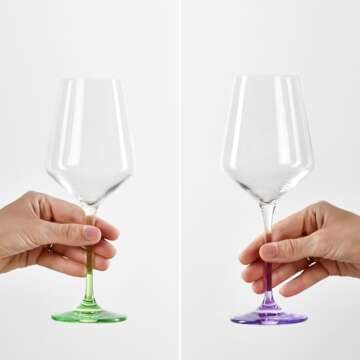 Krosno White Wine Glasses 4, Set of 4 Color Stemmed Glasses, Wedding Gift, Party Crystal Glass, Lead-Free, Durable, Scratch Resistant, Gift Idea, Made in Europe