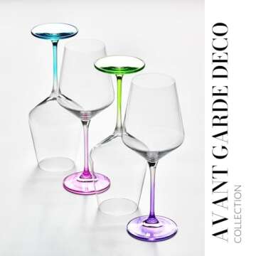 Krosno White Wine Glasses 4, Set of 4 Color Stemmed Glasses, Wedding Gift, Party Crystal Glass, Lead-Free, Durable, Scratch Resistant, Gift Idea, Made in Europe