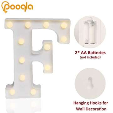 Pooqla LED Marquee Letter Lights Sign for Home Party Wedding Decoration