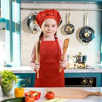 SUNLAND Kids Apron Set – Chef Hat for Fun Cooking Activities