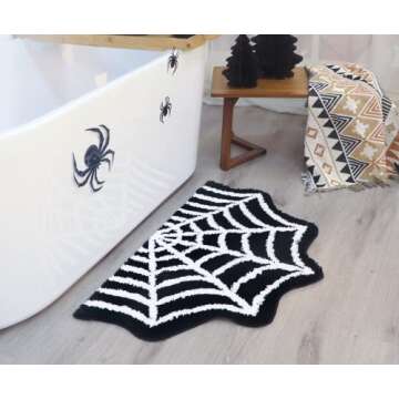 Spider Web Bath Mat - Halloween Rug for Gothic Decor and Gifts