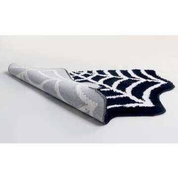 Spider Web Bath Mat - Gothic Halloween Rug Decor
