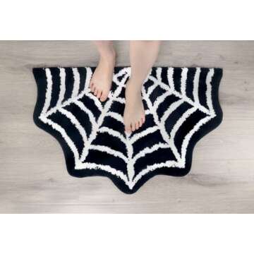 Spider Web Bath Mat - Gothic Halloween Rug Decor