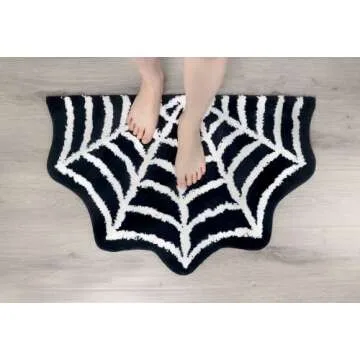 Spider Web Bath Mat - Gothic Halloween Rug Decor