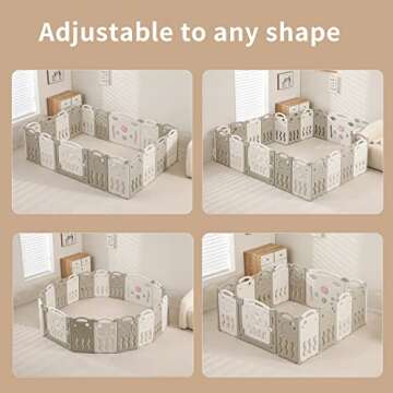 IFLETH Baby Playpen, Foldable Playpen for Babies and Toddlers,14 Panels Baby Play Pen Large Baby Play Yard, Portable Baby Fence Play Area Baby Gate Playpen Safety Activity Center Adjustable Shape