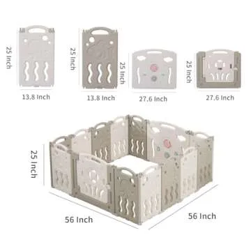 IFLETH Baby Playpen, Foldable Playpen for Babies and Toddlers,14 Panels Baby Play Pen Large Baby Play Yard, Portable Baby Fence Play Area Baby Gate Playpen Safety Activity Center Adjustable Shape