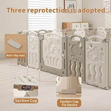 IFLETH Baby Playpen, Foldable Playpen for Babies and Toddlers,14 Panels Baby Play Pen Large Baby Play Yard, Portable Baby Fence Play Area Baby Gate Playpen Safety Activity Center Adjustable Shape