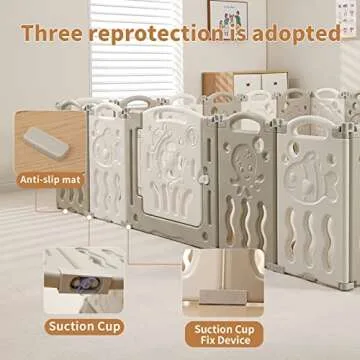 IFLETH Baby Playpen, Foldable Playpen for Babies and Toddlers,14 Panels Baby Play Pen Large Baby Play Yard, Portable Baby Fence Play Area Baby Gate Playpen Safety Activity Center Adjustable Shape