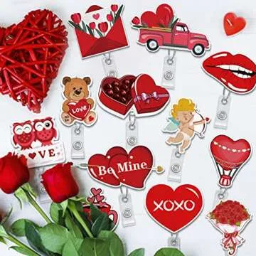 Valentine's Day Felt Badge Holders 12-Pack for Nurses