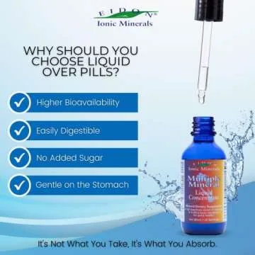 Eidon Ionic Minerals Multiple Minerals Supplement - Ionic Trace Mineral Drops for Water, Natural Liquid Vitamins to Support Heart Health and Hydration, Bioavailable, No Preservatives - 2 oz