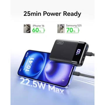 INIU Portable Charger, Smallest 22.5W 20000mAh USB C in & Out Power Bank Fast Charging, PD 3.0+QC 4.0 LED Display Phone Battery Pack Compatible with iPhone 17 16 15 14 Pro Samsung S24 Google iPad etc