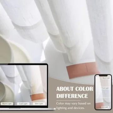 jinchan Linen Blend White Curtains 108 Inches Extra Long for Living Room Farmhouse Rod Pocket Back Tab Light Filtering Window Drapes 2 Panels for Bedroom Patio Door Curtains Off White 2 Panels