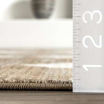 nuLOOM Fringed Performance Indoor Area Rug - Durable, Stylish, Easy to Clean, 3' x 5' Meline Beige