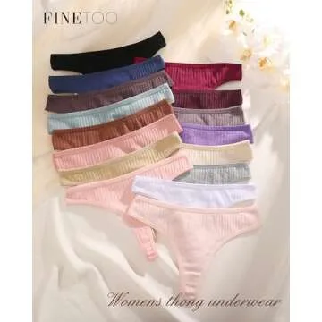 FINETOO 6 Pack Cotton Thongs for Women Breathable Low Rise Bikini Panties Womens Thong Underwear Sexy S-XL