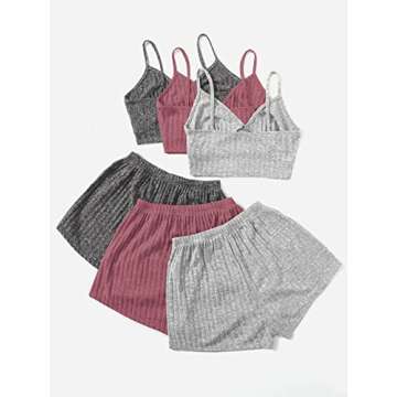 GORGLITTER 6 Piece Vacation Outfits 2025 Comfy Sets for Women Clothing Summer Crop Cami Top and Shor...