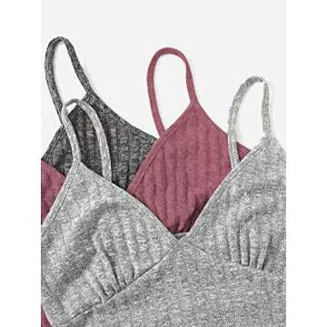 GORGLITTER 6 Piece Vacation Outfits 2025 Comfy Sets for Women Clothing Summer Crop Cami Top and Shorts Red and Grey Medium