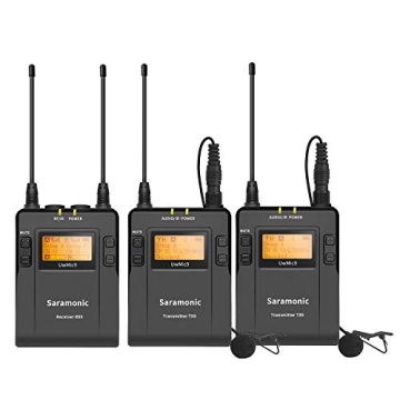 Lavalier Wireless Microphone System for News Gathering Vlog, Saramonic 96-Channel UHF Lapel Mic for ...