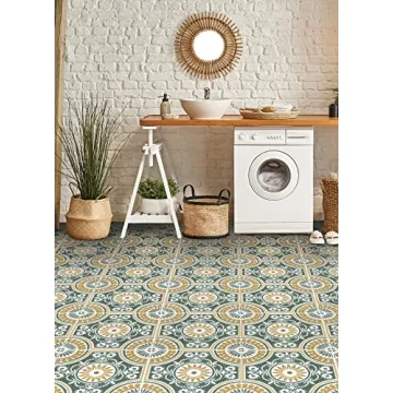 Yellow Ezra Peel & Stick Floor Tiles - Vintage Art Deco Design