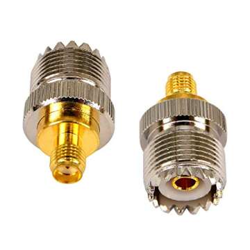 onelinkmore SMA Female to SO239 Female RF Two Way Radio Coax Adapter UHF Jack SO-239 Antenna Cable Connector for CB Radio Walkie Talkie SDR UV-5R Series Handheld Radio Pack of 2