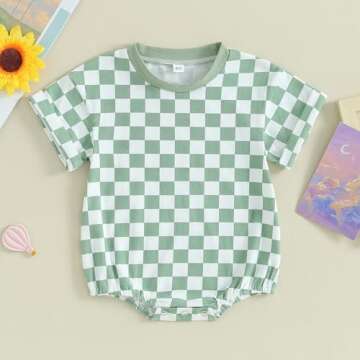 Stylish Karuedoo Newborn Checkered T-Shirt Bubble Romper