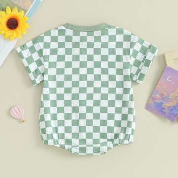 Stylish Karuedoo Newborn Checkered T-Shirt Bubble Romper