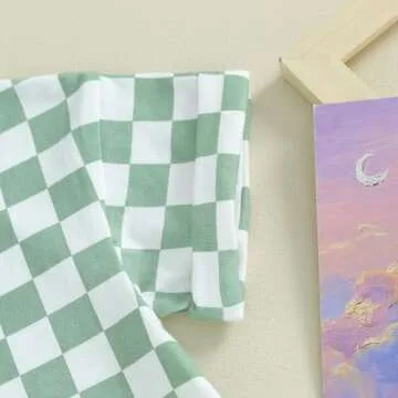 Stylish Karuedoo Newborn Checkered T-Shirt Bubble Romper