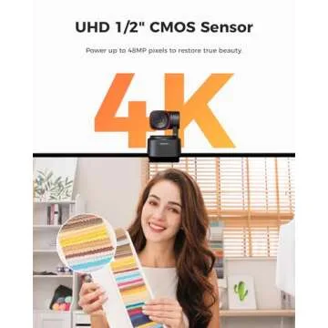 OBSBOT Tiny 2 Lite 4K Webcam for PC, AI Tracking PTZ Streaming Camera with 1/2" Sensor, Gesture Control, 60 FPS, HDR, Microphones, Web Camera for Desktop Computer, Laptop, Meeting, Video Calls, etc.