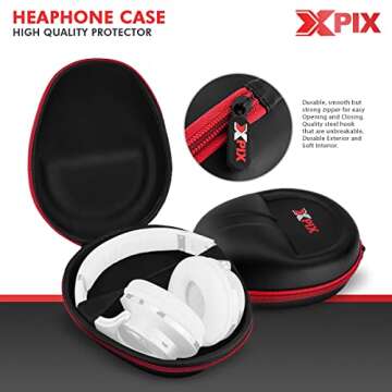 Audio-Technica ATH-M20x Professional Studio Monitor Headphones (Black) w/ 40mm Dynamic Drivers, 15 Degree Swiveling Earcups Plus a Basic Bundle with Headphones Holder, a Case and More