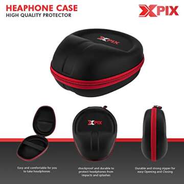 Audio-Technica ATH-M20x Professional Studio Monitor Headphones (Black) w/ 40mm Dynamic Drivers, 15 Degree Swiveling Earcups Plus a Basic Bundle with Headphones Holder, a Case and More