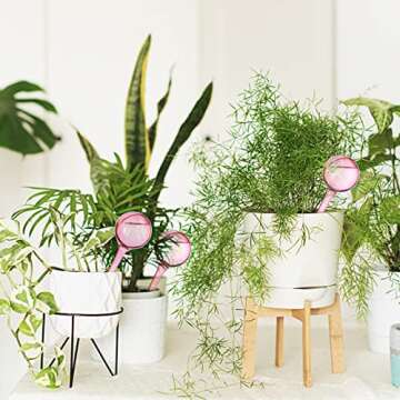 12Pcs Clear Plant Watering Globes, Automatic Self-Watering Bulbs, Mini Lazy Watering Drip Irrigation Equipment for Indoor Outdoor Decor Watering System(Pink Small)