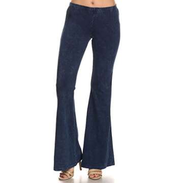 Zoozie LA Women's Bell Bottoms Yoga Stretch Pants High Waist Tie Dye Blue S