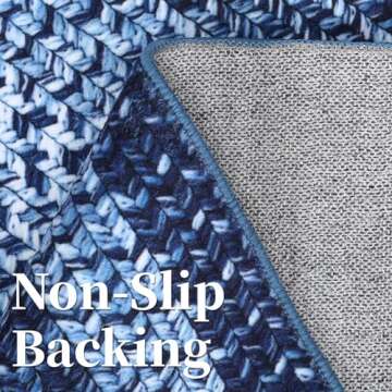 LUXLOOM Washable Area Rugs 9x12 Living Room Modern Rugs for Bedroom Blue Rug Imitation Braided Soft Large Area Rug Non Slip Throw Rugs Stain Resistant Carpet for Nursery Dining Room 9'x12' Navy Blue
