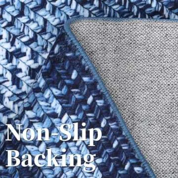 LUXLOOM Washable Area Rugs 9x12 Living Room Modern Rugs for Bedroom Blue Rug Imitation Braided Soft Large Area Rug Non Slip Throw Rugs Stain Resistant Carpet for Nursery Dining Room 9'x12' Navy Blue