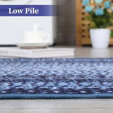 LUXLOOM Washable Area Rugs 9x12 Living Room Modern Rugs for Bedroom Blue Rug Imitation Braided Soft Large Area Rug Non Slip Throw Rugs Stain Resistant Carpet for Nursery Dining Room 9'x12' Navy Blue