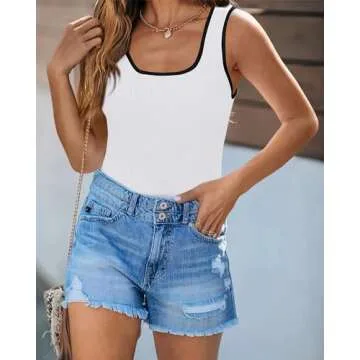 PRETTYGARDEN Women's Summer Tank Top - Ribbed Knit Scoop Neck Sleeveless Color Block Slim Fitted Top...