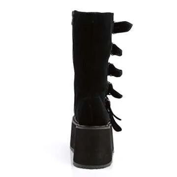 Demonia Women's DAMNED-225 Mid Calf Boot, Black Velvet, 9 M US