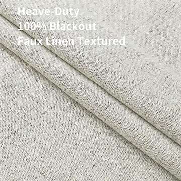 Joydeco 100% Blackout Curtains 90 inches Long Natural Linen Drapes 2 Panels Set Burg for Bedroom Liv...