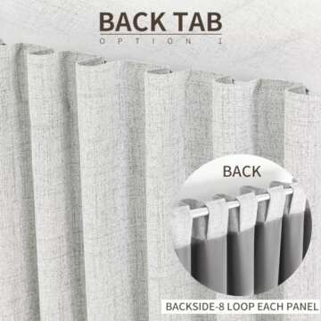 Joydeco 100% Blackout Curtains 90 inches Long Natural Linen Drapes 2 Panels Set Burg for Bedroom Living Room Black Out Darkening Curtain Thermal Insulated Back tab Rod Pocket(52x90 inch,Greyish White)