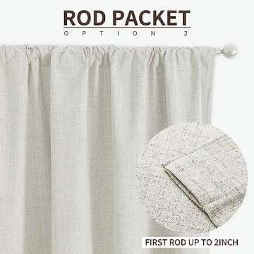 Joydeco 100% Blackout Curtains 90 inches Long Natural Linen Drapes 2 Panels Set Burg for Bedroom Living Room Black Out Darkening Curtain Thermal Insulated Back tab Rod Pocket(52x90 inch,Greyish White)