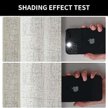 Joydeco 100% Blackout Curtains 90 inches Long Natural Linen Drapes 2 Panels Set Burg for Bedroom Living Room Black Out Darkening Curtain Thermal Insulated Back tab Rod Pocket(52x90 inch,Greyish White)