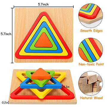 Toddler Puzzles Montessori Toy Wooden Shape Sorting Puzzle Sensory Toy Toddler Activities Preschool Learning Educational Autistic Developmental Toy 1 2 3 Year Old 1-3 0-2 Dementia Game
