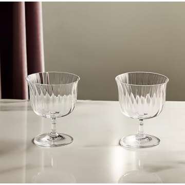 LEMONSODA High-end Rims Orient-Lotus Dessert Glass - Ribbed Martini & Wine Glasses - 100% Real Cryst...