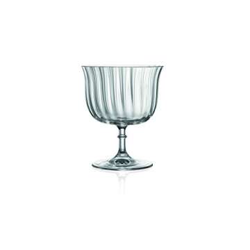 LEMONSODA High-end Rims Orient-Lotus Dessert Glass - Ribbed Martini & Wine Glasses - 100% Real Crystal Glass - Beer, Juice, Cocktails, Wine, Iced Tea, Bar Glasses - Dishwasher Safe - Set of 2