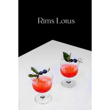 LEMONSODA High-end Rims Orient-Lotus Dessert Glass - Ribbed Martini & Wine Glasses - 100% Real Crystal Glass - Beer, Juice, Cocktails, Wine, Iced Tea, Bar Glasses - Dishwasher Safe - Set of 2