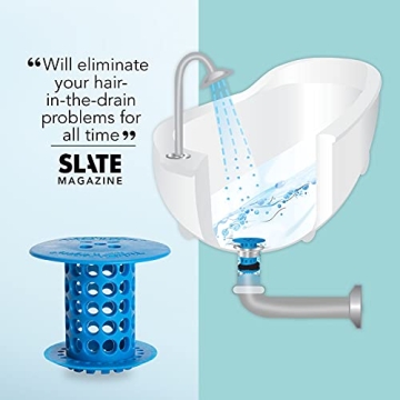 TubShroom Effective Tub Drain Hair Catcher in Blue