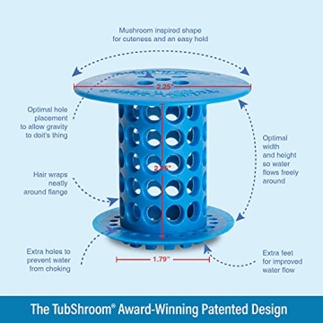 TubShroom Effective Tub Drain Hair Catcher in Blue