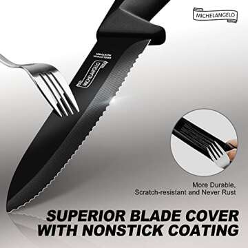 MICHELANGELO Steak Knives, 6-Piece Steak Knife Set with Sharp Serrated Blade, Professional Steak Knives Set of 6, Stainless Steel Steak Knives