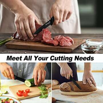 MICHELANGELO Steak Knives, 6-Piece Steak Knife Set with Sharp Serrated Blade, Professional Steak Knives Set of 6, Stainless Steel Steak Knives