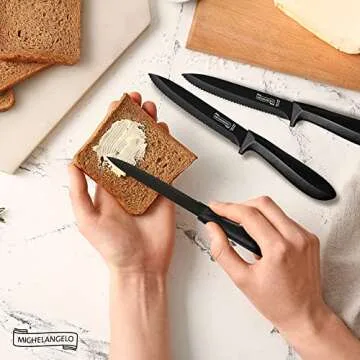 MICHELANGELO Steak Knives, 6-Piece Steak Knife Set with Sharp Serrated Blade, Professional Steak Knives Set of 6, Stainless Steel Steak Knives