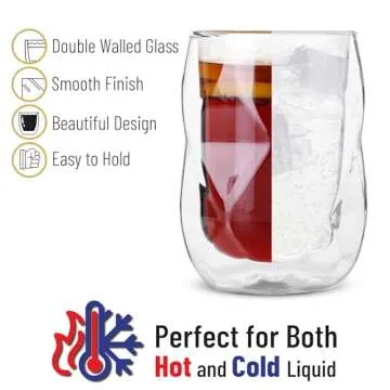 BTaT Double Wall Insulated Glass Mug Set of 4 - 12oz